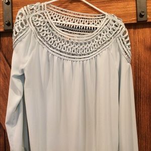 Sheer long sleeve loose fitting blouse